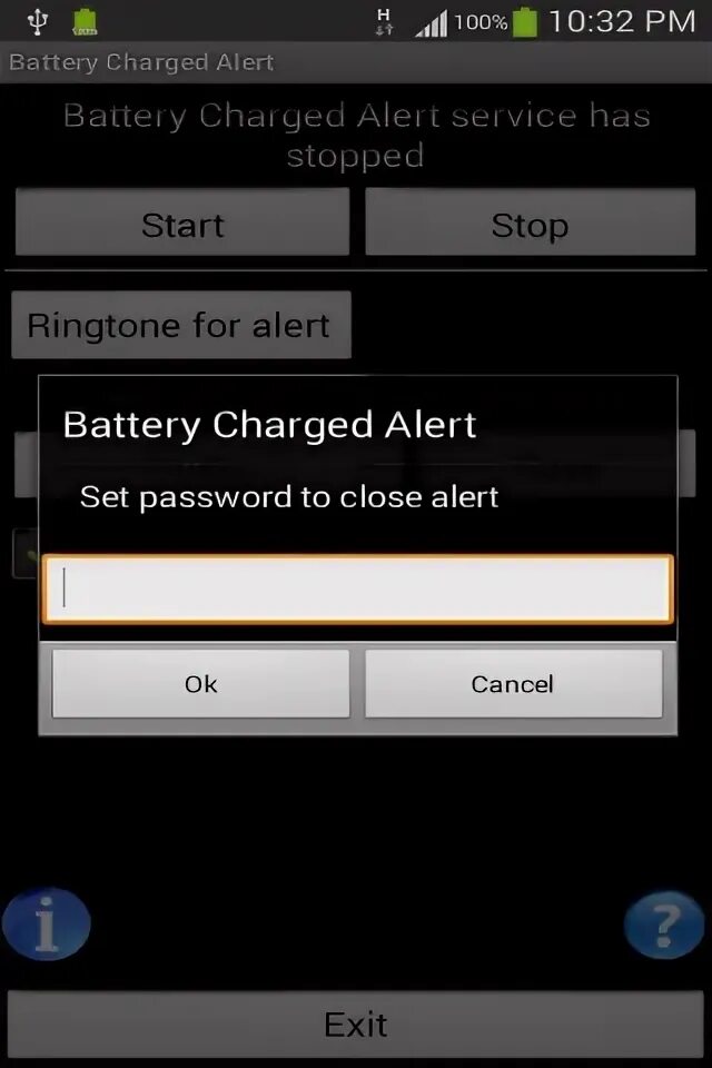 Нативный Алерт андроид. Charger Alert (Battery Health).