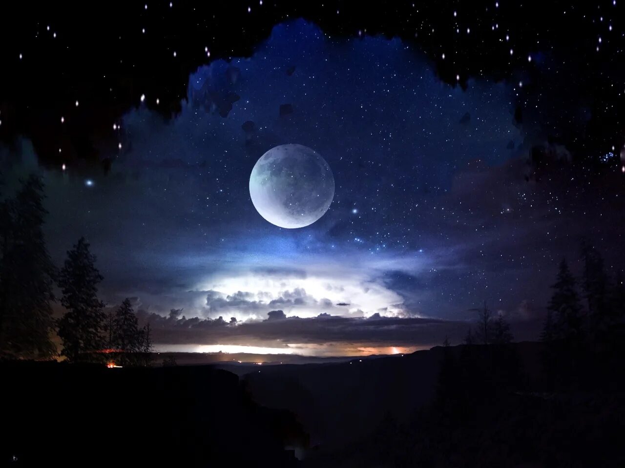 Самый прекрасный месяц. Красивая ночь. Луна на небе. Ночное небо. Лунное небо.