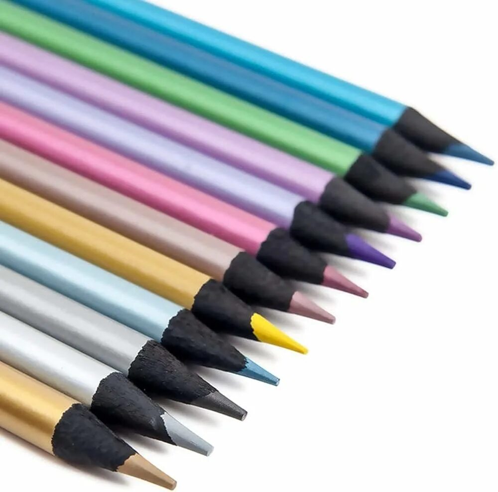 Карандаши. Карандаши цветные. Металлизированные карандаши. Металлический карандаш для рисования.