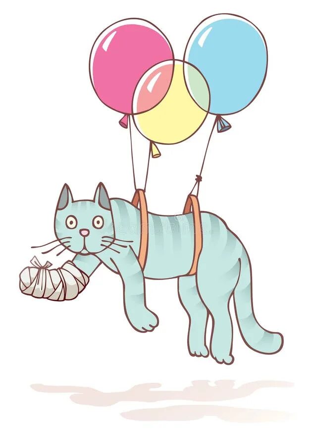 Кошка с воздушными шариками. Рисование кошка с воздушными шариками. Удивительная кошка. Кот шарик.