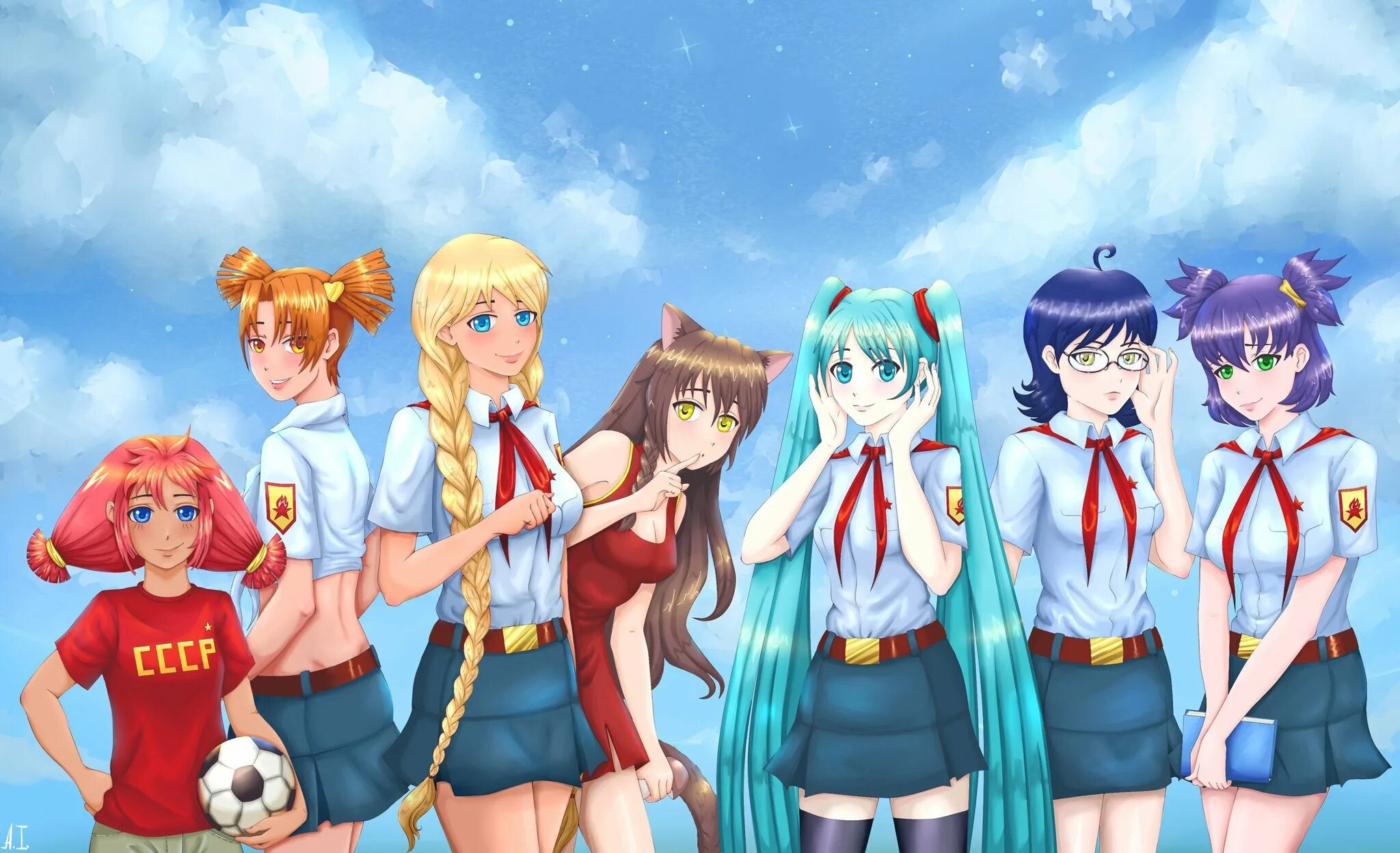 Бесконечное лето девочки. Бесконечное лето алиса и славя. Игра про пионерский лагерь бесконечное лето. Лагерь совёнок бесконечное лето мику. Бесконечное лето девочки.