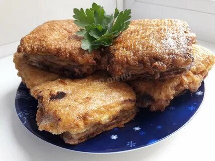 Вафли с фаршем в кляре на сковороде