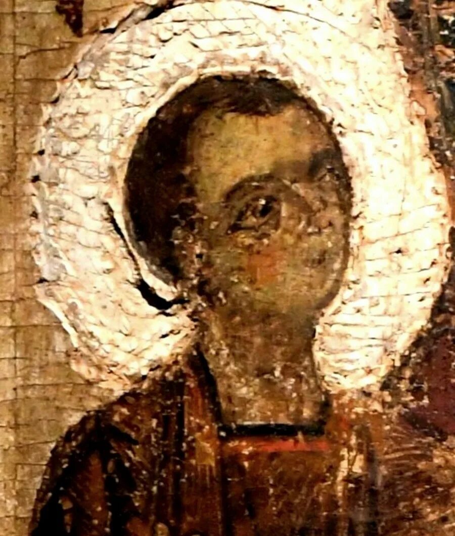 Лики икон. Старые византийские иконы. Богомладенец Христос. Изображение иконы Божьей матери.