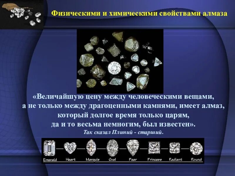 Презентация в мире алмазов химия. Характеристика алмаза. химичесикесвойства алмаза. алмаз характеристика химия. физико-химические свойства алмазов.