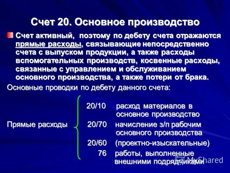 Счет производства отражает. 20 Счет бухгалтерского учета. Основное производство счет. Характеристика счета 20. Основное производство счет бухгалтерского учета.