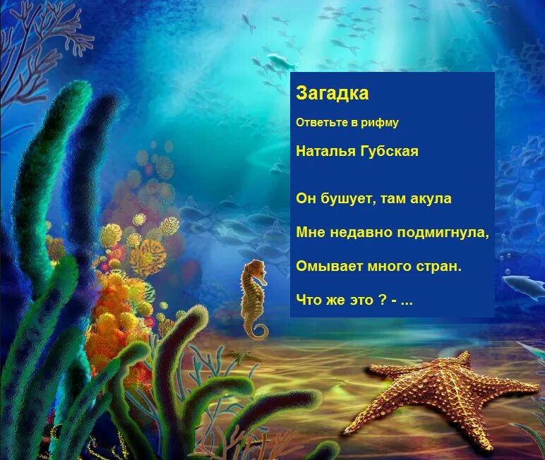 Океан море стихи. Морские загадки. Загадка про океан. Загадка про море. Загадки про морских обитателей.