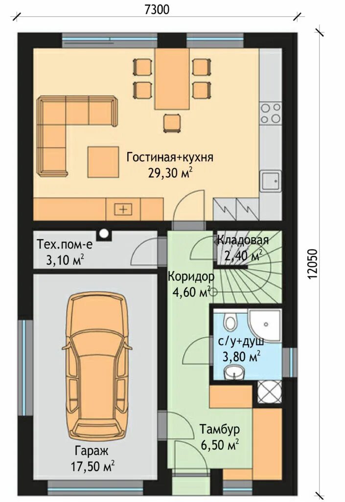 Проект двухэтажного дома из газобетона с гаражом ЯГ 158-4