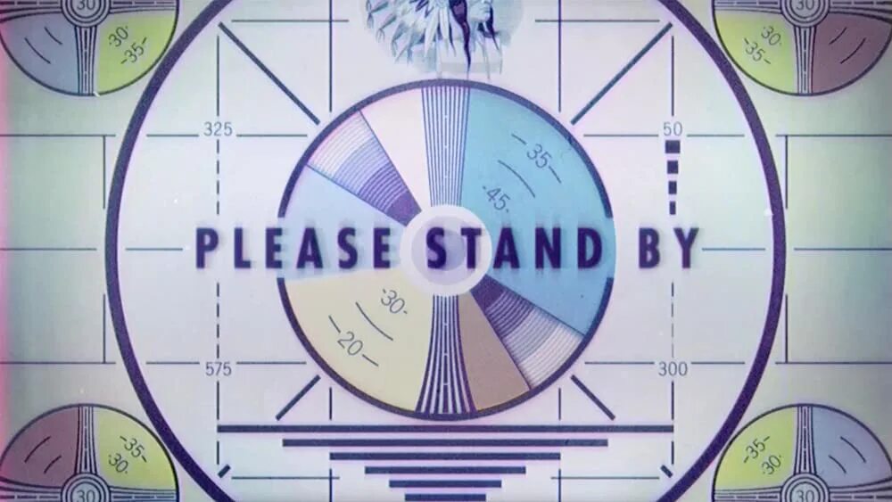 Please stand by заставка. Картинка please stand by. Фоллаут чб. Плиз стенд бай. Please stand by заставка.