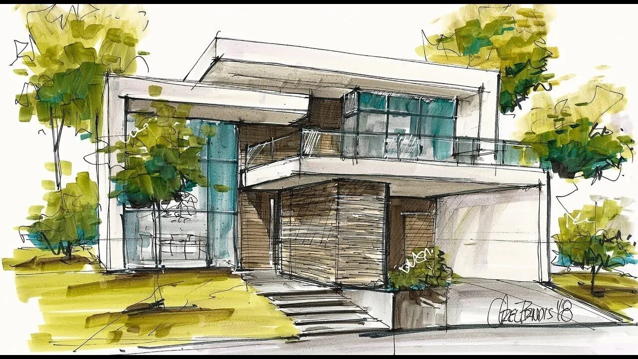 Эскиз дома в стиле хай тек. Здание в стиле хай тек рисунок. Здание в перспективе. Нарисовать современный дом. Хай тек дом рисунок.