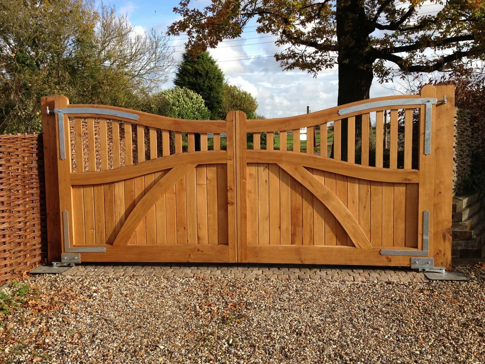 Image result for wrought iron double gate, walk-thru lowes Wooden gates, Fence g