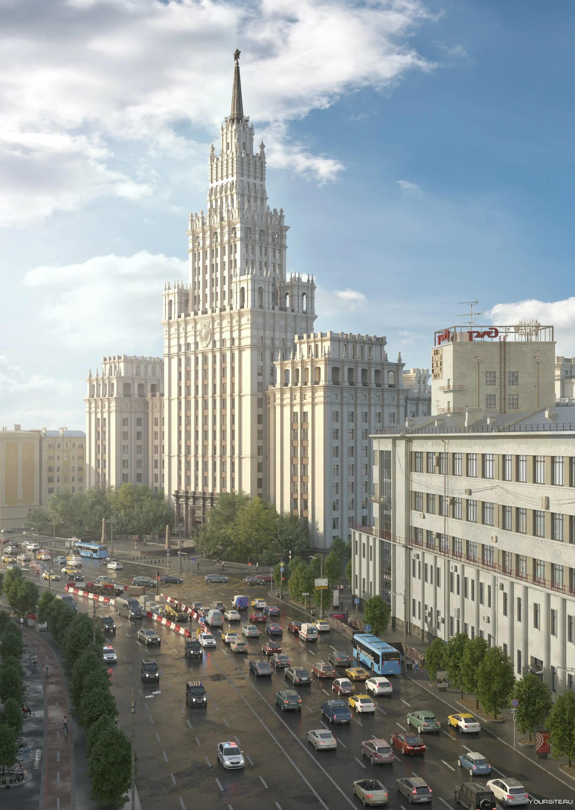 Здание на «красных воротах» сталинская высотка. Садовая спасская сталинская высотка. Здание у красных ворот, москва, архитектор а. Душкин. Высотки сталинки красные ворота.