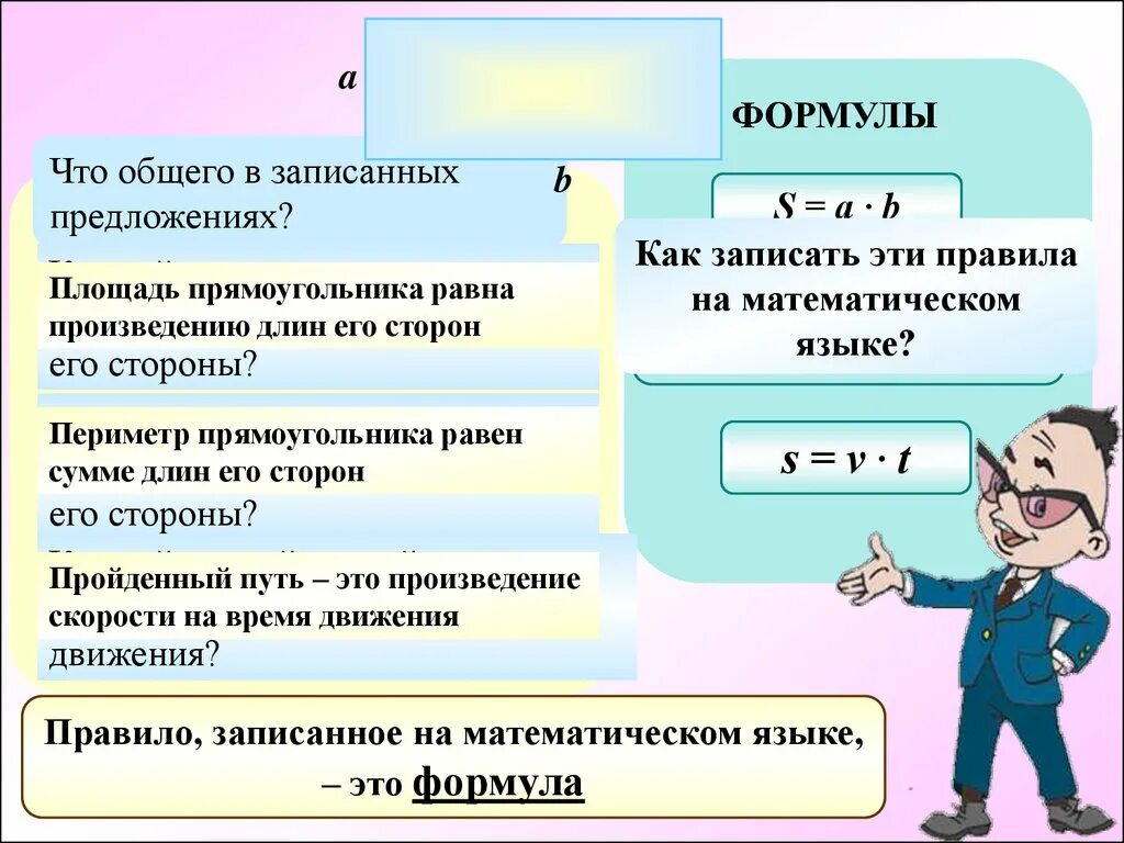 Презентация по теме формулы 5 класс виленкин. Формулы 5 класс. формулы по математике 5 класс. математика 5 класс тема формулы. формула площади прямоугольника 5 класс математика.