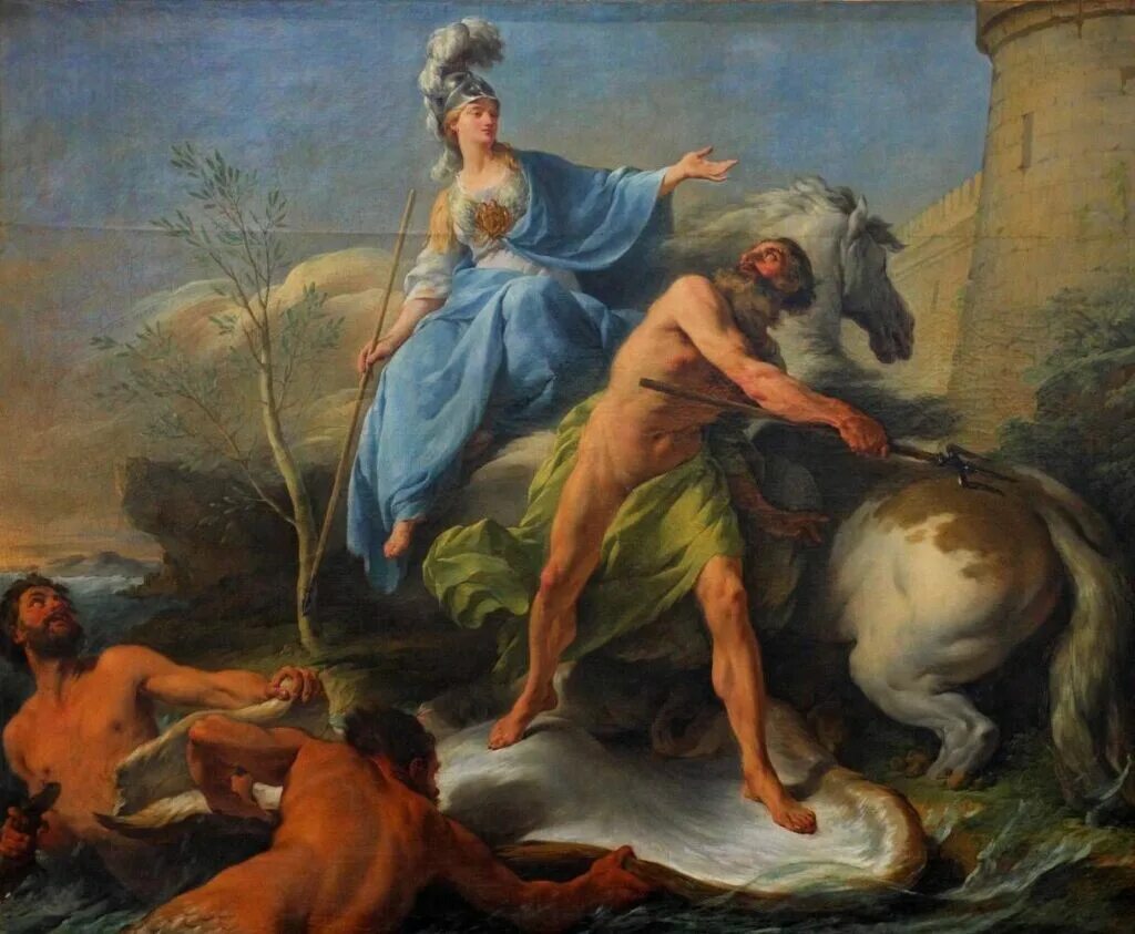 Ноель Галле, "спор Афины и Посейдона", 1748. Афина и Посейдон спор. Спор Афины и Посейдона картина. Посейдон и Афина в живописи. На том месте где согласно мифу спорили