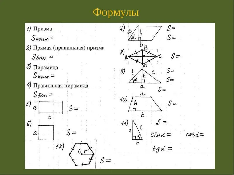 Формулы площадей призмы 10 класс. Формулы призмы геометрия. Формулы призмы геометрия. Формулы многогранников 10 класс. Площадь боковой поверхности призмы формула.