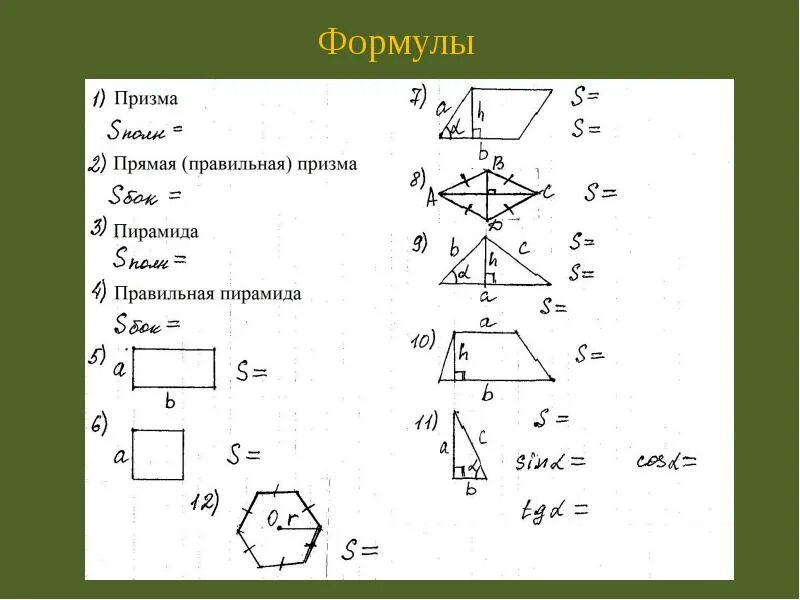 Формулы призмы 10 класс. Формулы по геометрии 10 класс Призма и пирамида. Многогранники 10 класс формулы. Формулы всех призм. Формулы по геометрии многогранники.