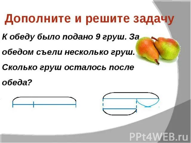 Было 7 груш съели 3 груши сколько груш осталось. Реши задачу 2 порции мороженого. Задача по математике 5 класс с ответами про творог за кг. В первый день в овощном магазине. До обеденного перерыва в магазине продали 3 мешка.