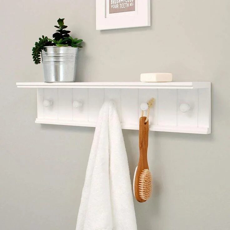 Полка "Wall Shelf-s (bas WL-001)" белая. Полка с крючками в ванную. Полка с крючками для ванной деревянная. Полочка с крючками для ванной. Полка для ванны с крючками