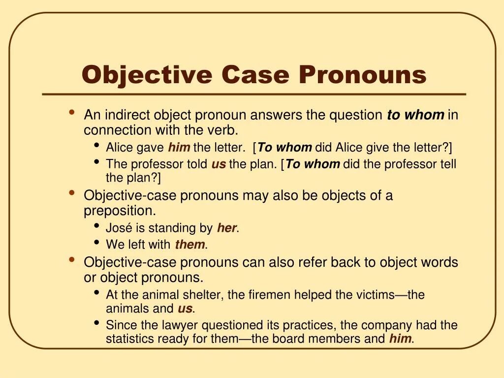 Objective pronouns английский. Objective Case в английском. Objective местоимения. Objective Case of pronouns. Case перевести