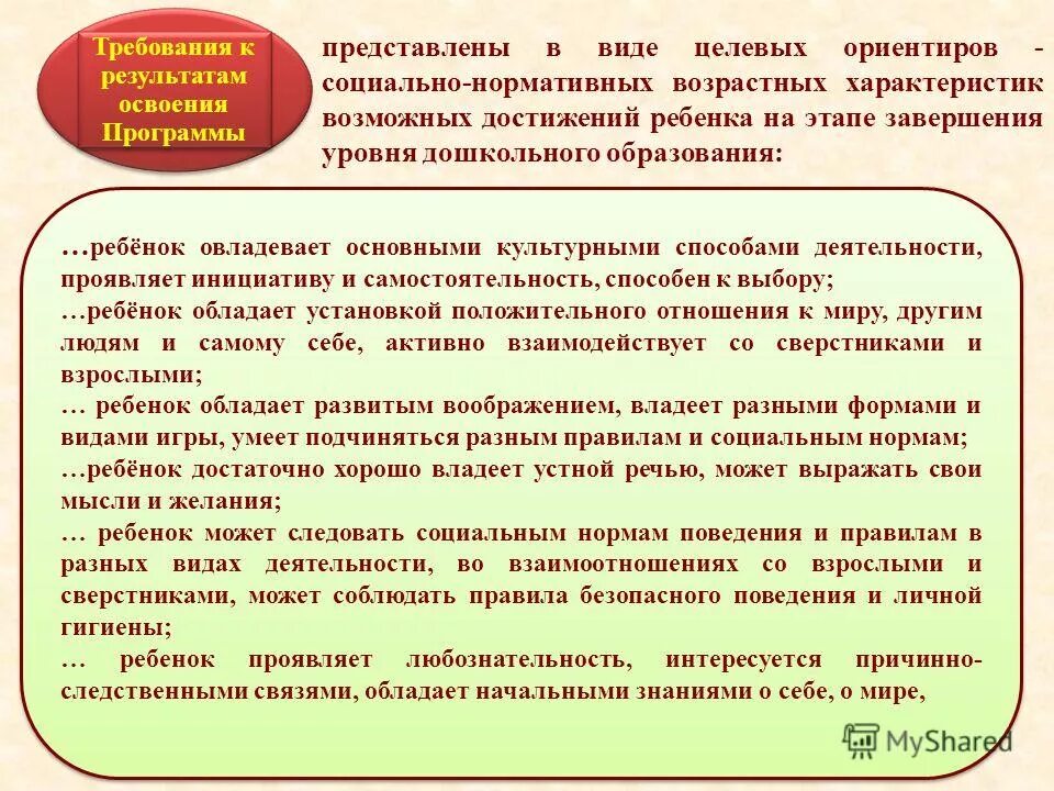 Уровень достижения целевых ориентиров
