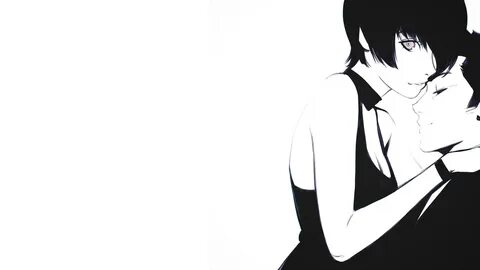 Desktop HD wallpaper: Anime, Couple, Smile, Monochrome, Original, Short Hai...