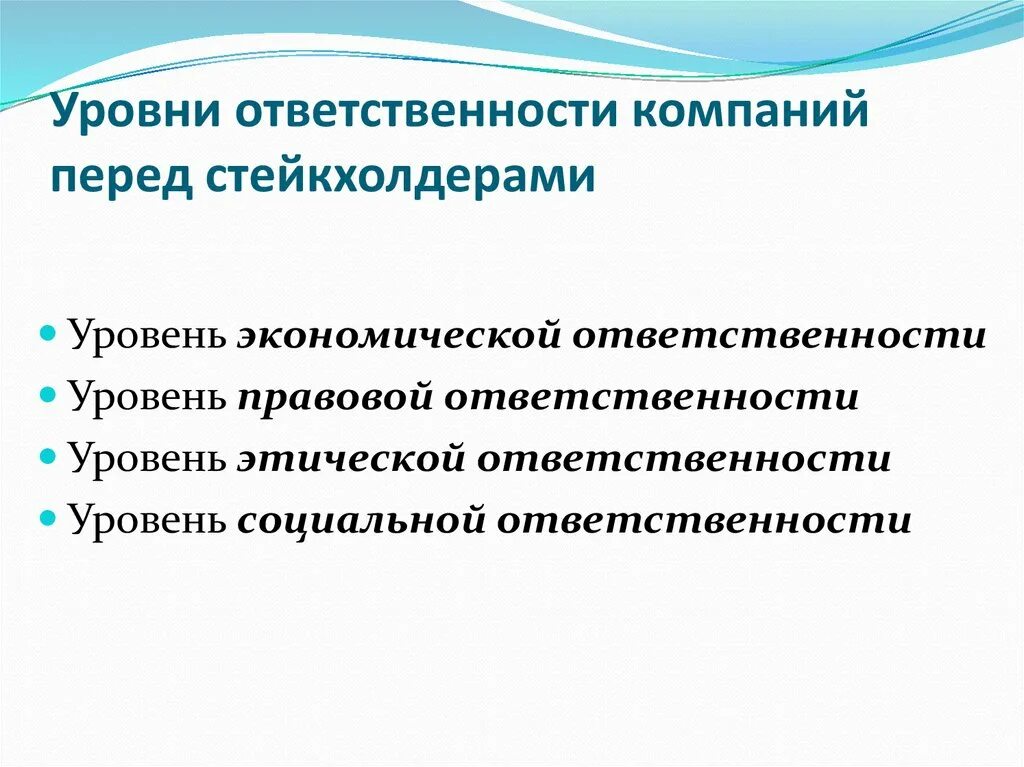 Уровни ответственности деловой организации. Показатели ответственности. Пять уровней ответственности. Степень ответственности. Экономическая ответственность предприятий