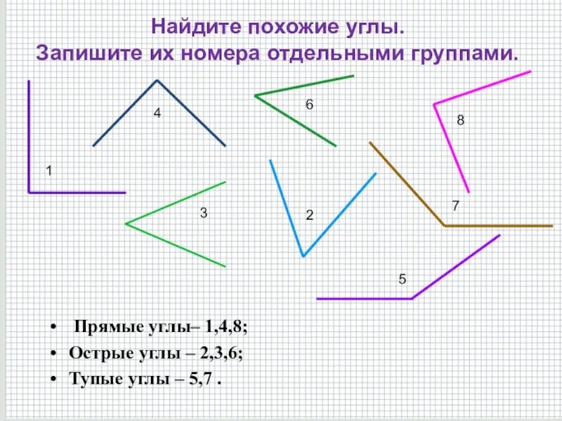 Углы 4 и 8 изображенные на рисунке. Прямые углы 2 класс математика острые углы тупые углы. Определи вид угла. Виды углов карточка. Острые и тупые углы 2 класс задания.