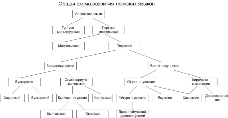 Языковые семьи тюркской группы