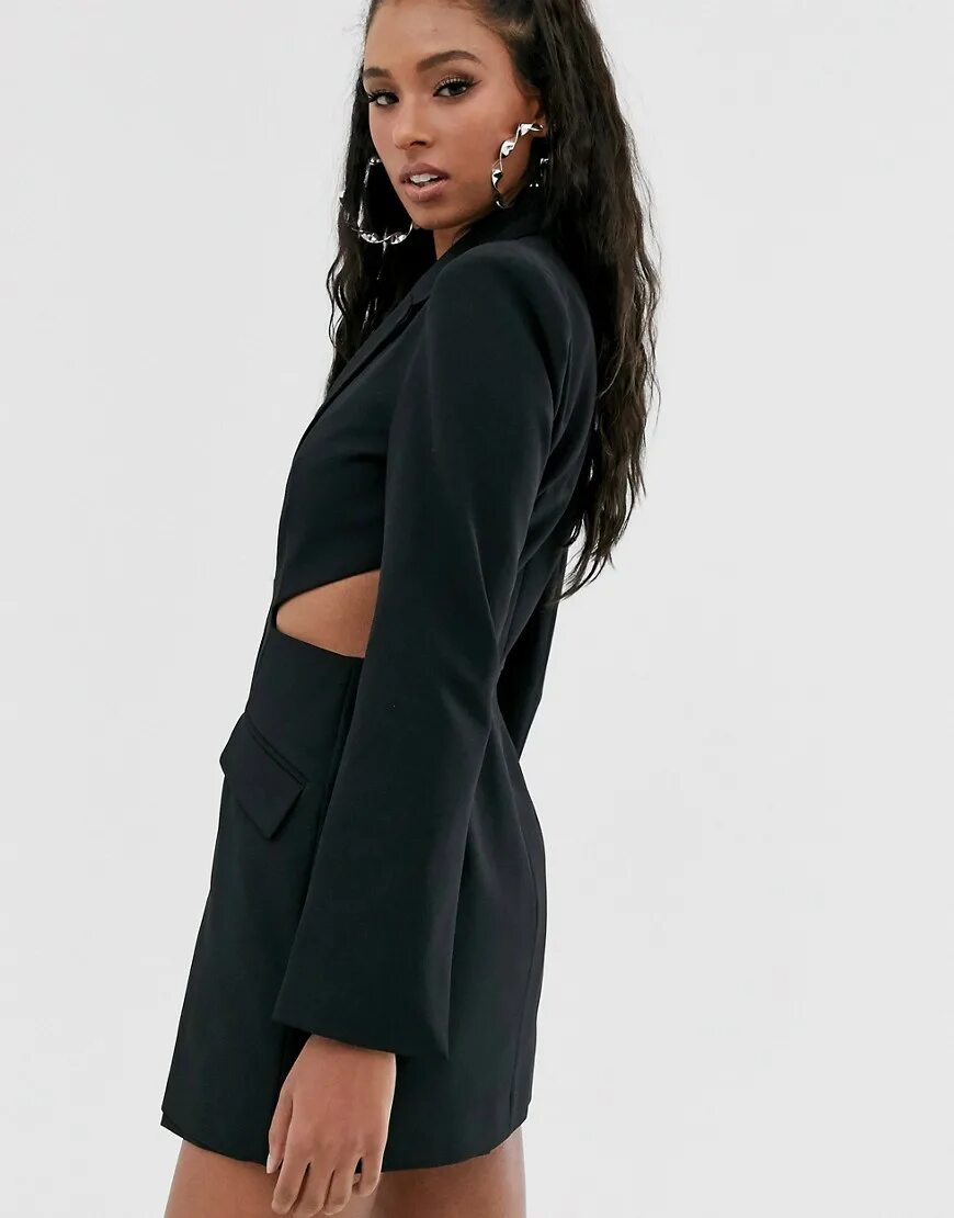 Пиджак талии. Asos design черный блейзер. платье пиджак asos design. пиджак с разрезами. пиджак с вырезами.