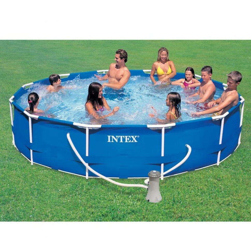 Бассейн 6 метров. Бассейн Intex Metal frame 28212/56996. 28212 Intex бассейн. Бассейн каркасный Intex Metal frame 76 х 366 см. Intex бассейн 3.66 на 76.