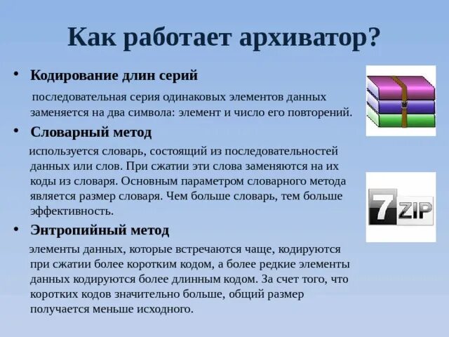 Функции архиваторов. Функции архиваторов