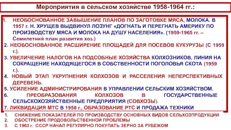 Семилетний план Хрущева. Мероприятия в сельском хозяйстве в 1958-1964 гг. План Хрущева 1958-1964 гг. Семилетний план развития народного хозяйства ссср