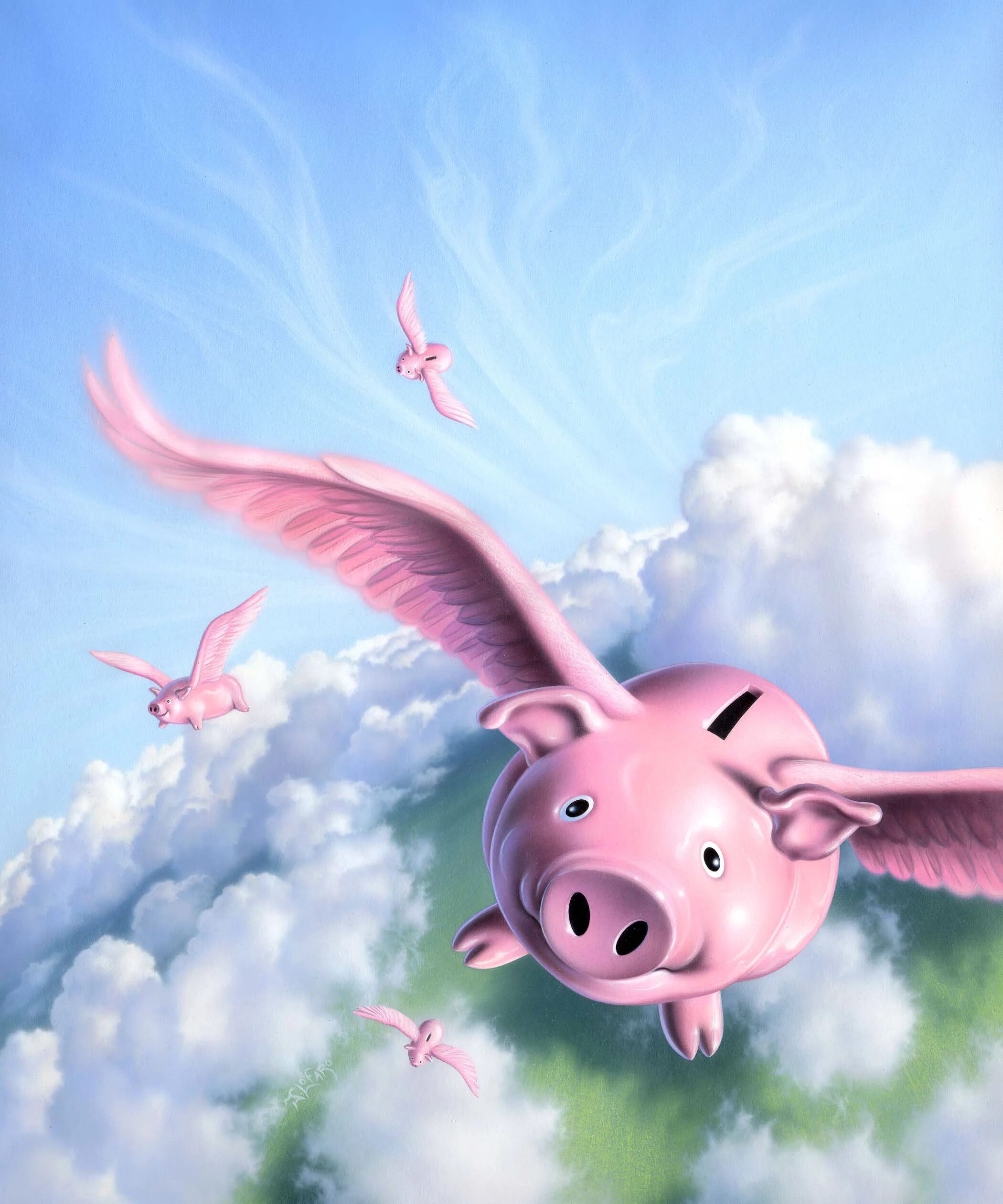 Летающий поросёнок. Летающая свинья. Летающая свинья с крыльями. Поросенок с крылышками. День летающих свинок картинки