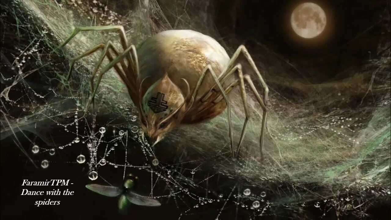 Огромный паук в космосе. Магический паук. Паук сказочный.