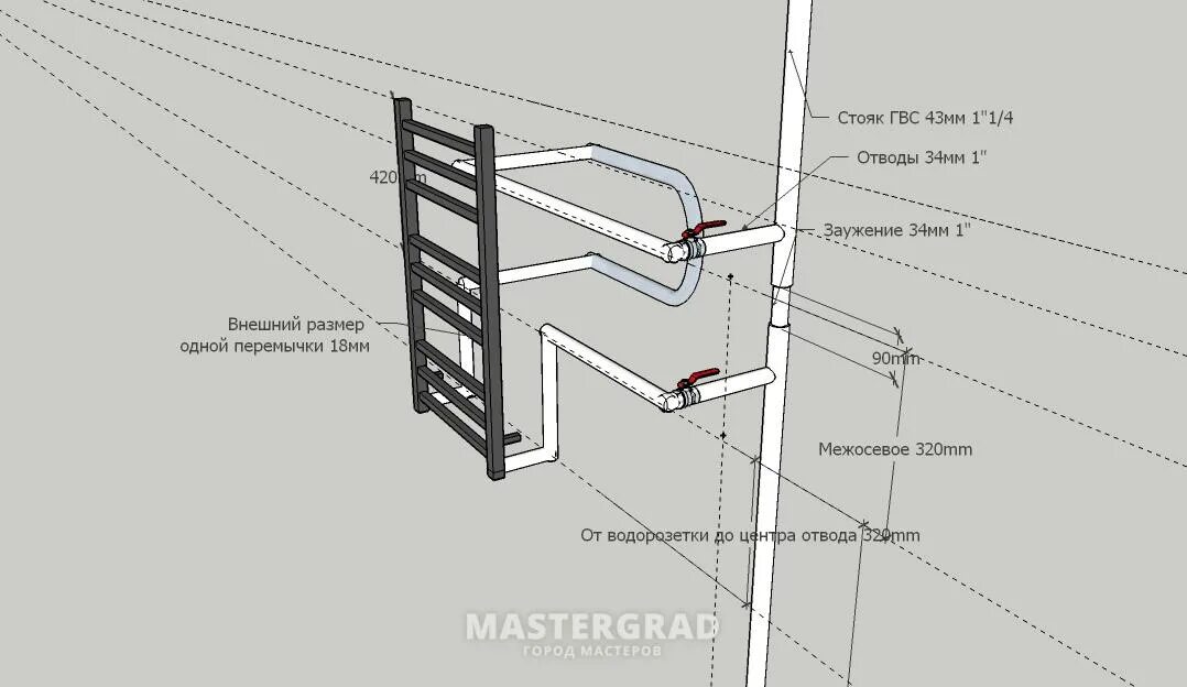 Отвод ГВС. Схема полотенцесушителя для ванной. Подключение полотенцесушителя ППР. Схема подключения полотенцесушителя в многоквартирном доме.