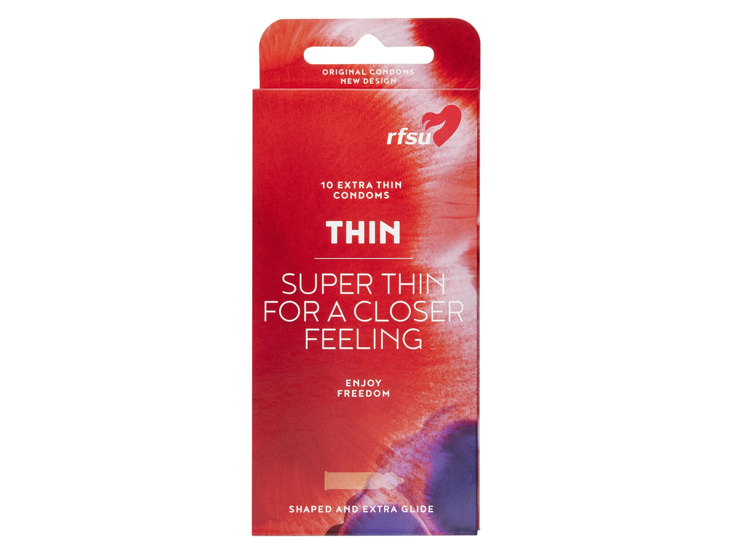 Thin for closer feeling. Super thin for a closer feeling. Modeled and super-thin Packing.