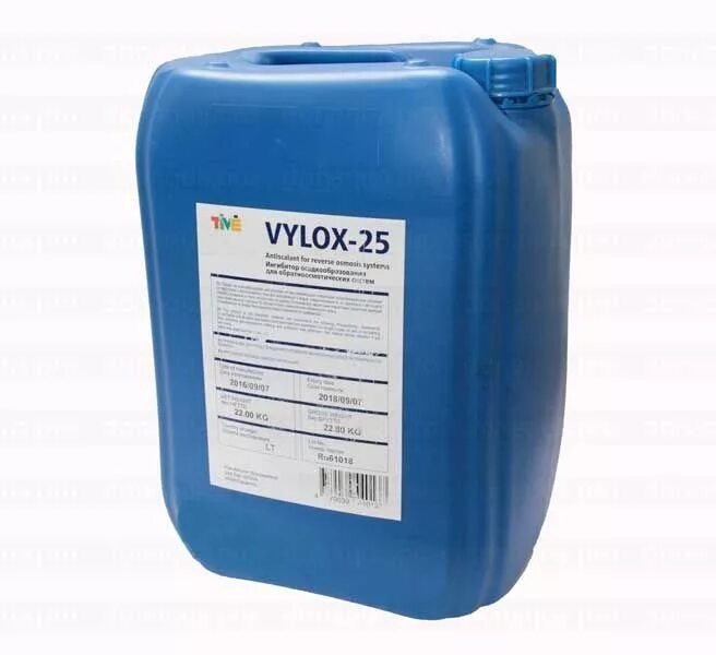 Щелочной реагент. Антискалант VYLOX-25. Реагент VYLOX-hp110 (канистра 20кг). Реагент антискалант. Ингибитор осадкообразования для обратноосмотических систем VYLOX - 25.