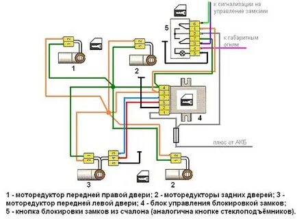 Схема подключения замка 2114