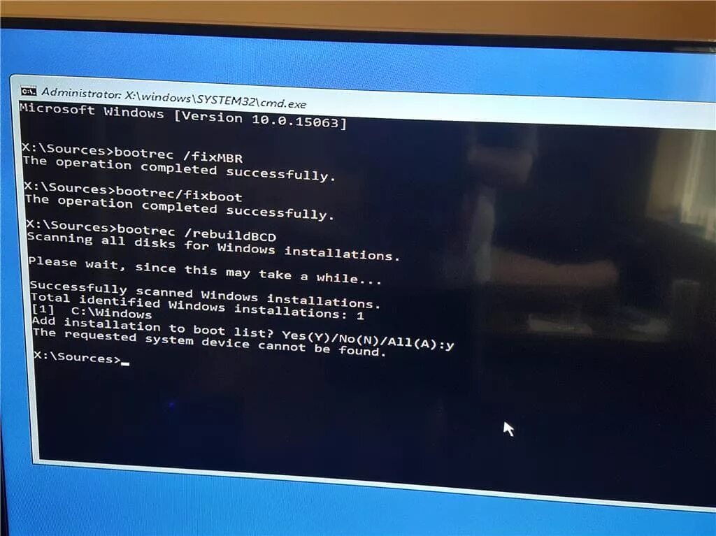 Boot device ошибка windows. Bootrec rebuildbcd. windows 10 bootrec. fixmbr windows 10. bootrec /scanos.