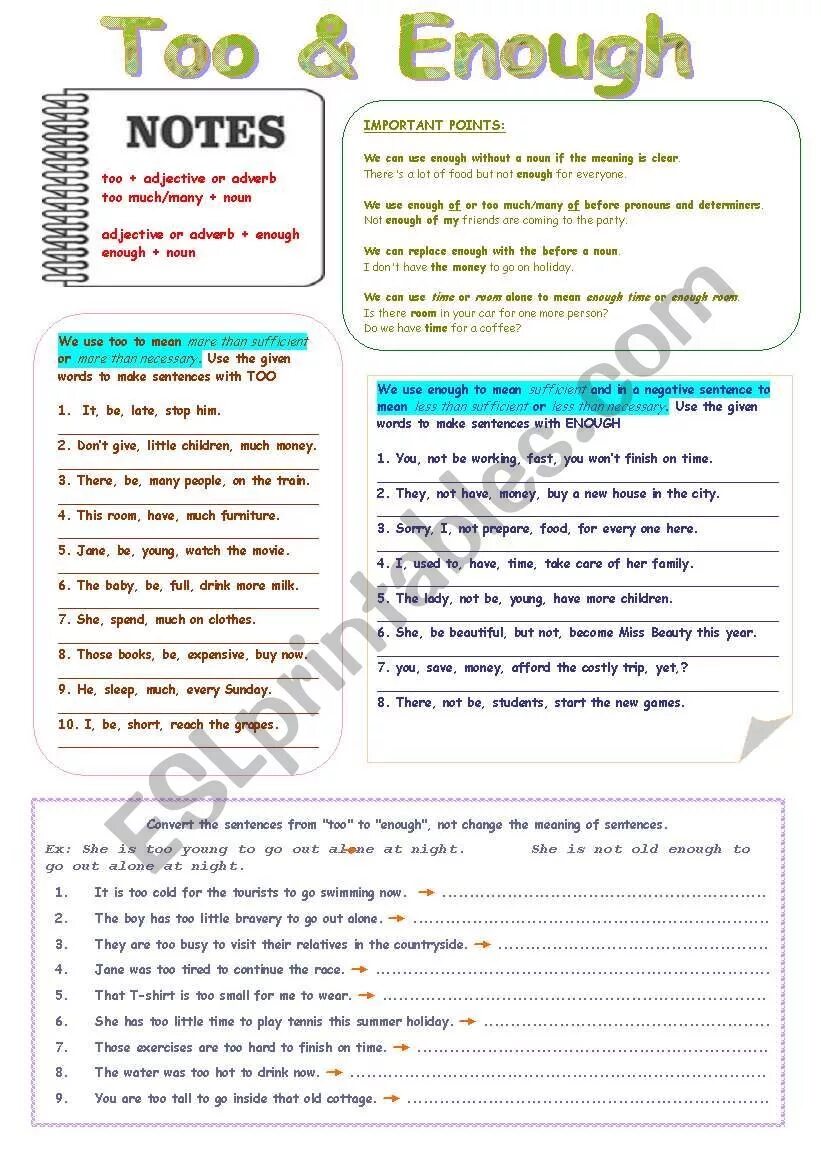 Fill in too or enough. Enough worksheets. too enough worksheets. too enough упражнения. too enough as as worksheets.