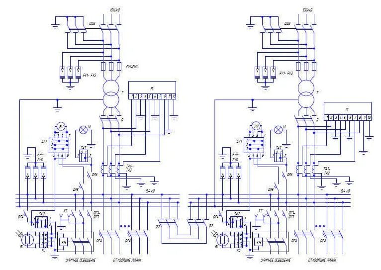 Схема трансформаторной подстанции. Принципиальная схема трансформаторной подстанции КТП. Схема цеховой комплектной трансформаторной подстанции. Принципиальная схема трансформаторной подстанции 10/0.4. Принципиальная схема комплектной трансформаторной подстанции (КТП).