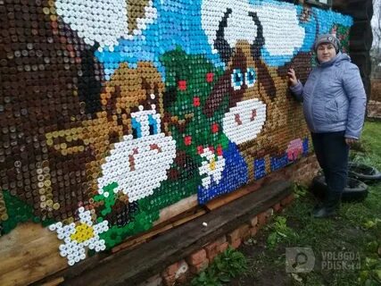Картины из крышек из бутылок