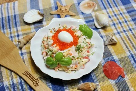 Салат кальмар крабовые палочки яйцо икра