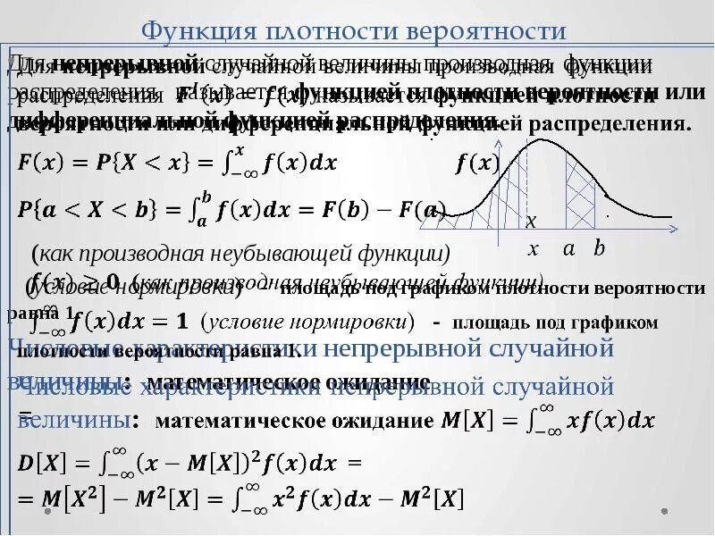 Функция распределения плотности вероятности. Числовые характеристики законов распределения случайной величины. Функция плотности вероятности случайной величины. Вероятность через функцию плотности распределения вероятности.