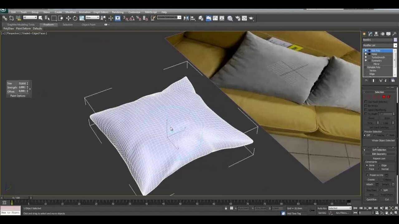Подушка в 3д макс. Моделинг 3ds max. подушка в 3ds max. 3ds max - моделирование и визуализация. моделирование подушки в 3d max.