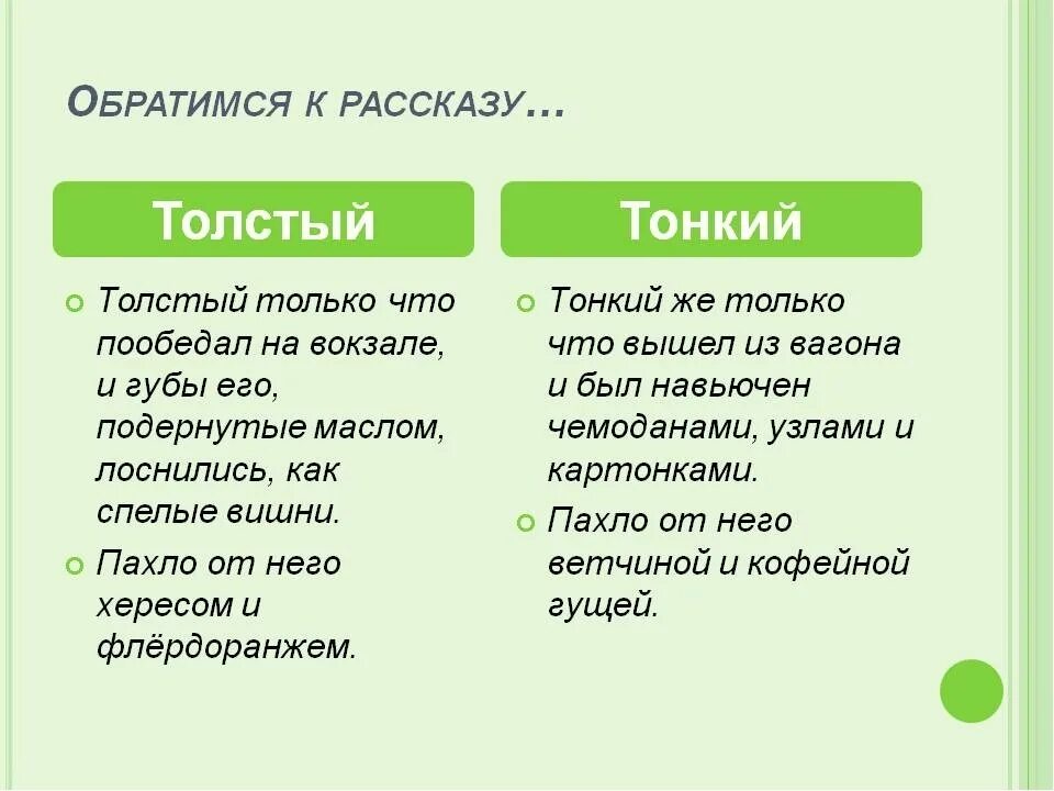 Л толстой тонкий и толстый. Характеристика толстый и тонкий. Хаоакткристиуа тглстогои Тонго. Сравнительная характеристика Толстого и тонкого. Толстый и тонкий сравнительная характеристика.