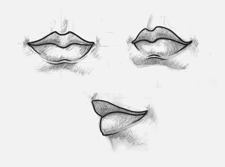 Открытыми рот нос и. Губы в профиль карандашом. Губы для рисования. Рисовка губ. Карандаш для губ.