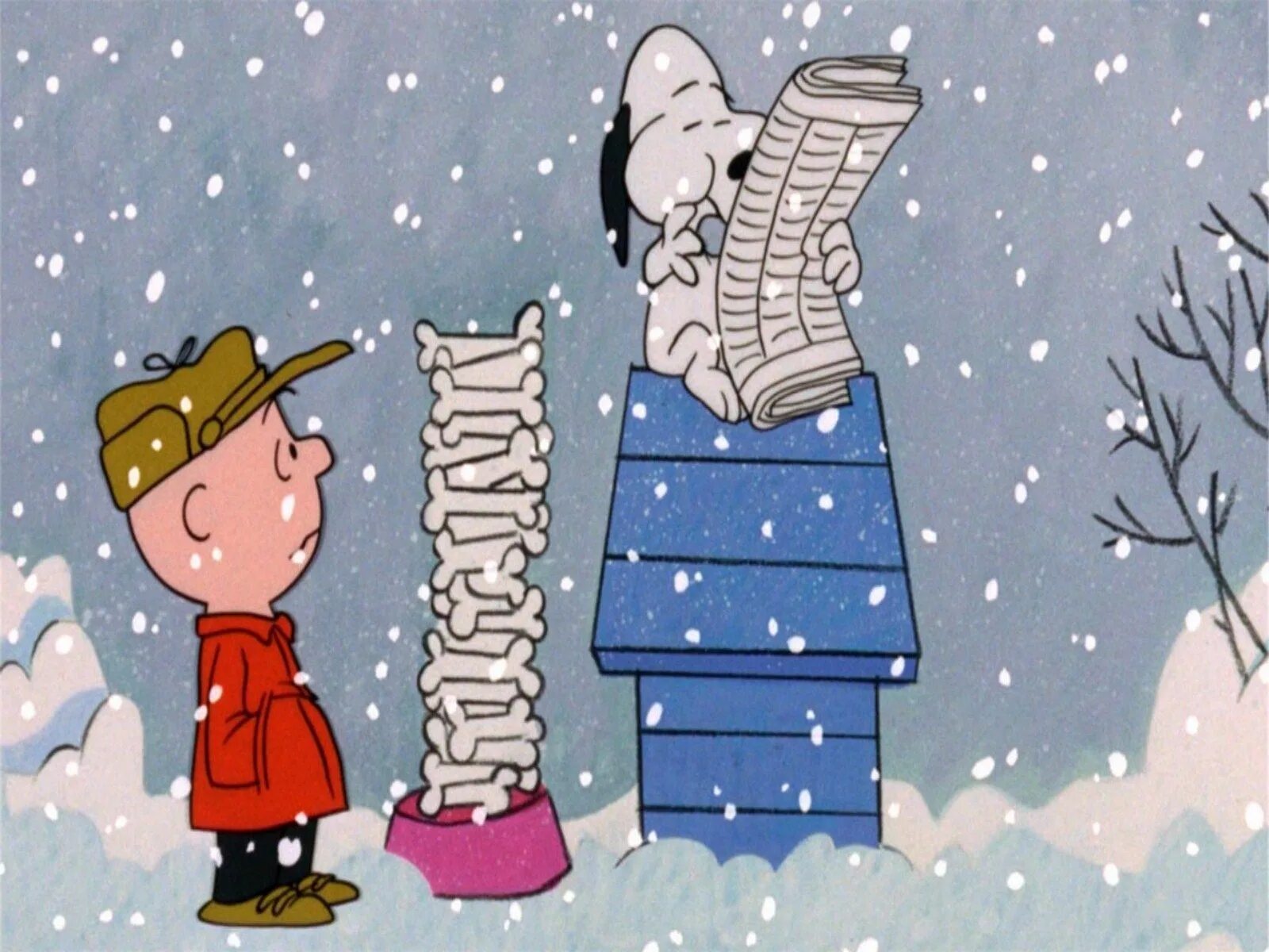 Рождество Чарли Брауна 1965. Снегопад иллюстрация.