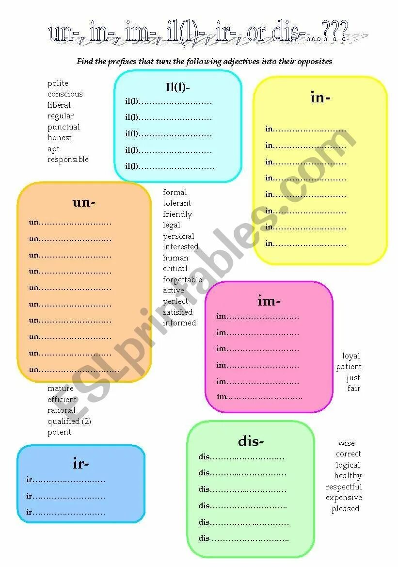 Prefixes im in il. Префикс un в английском языке упражнения. Приставки il im in ir в английском языке упражнения. Отрицательные приставки Worksheets. Dis un в английском языке упражнения.