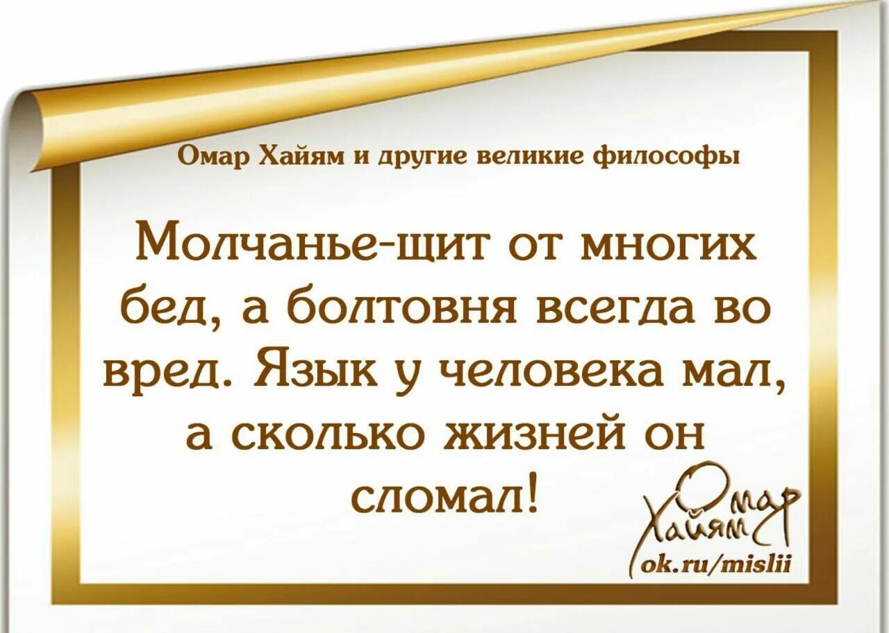 Омар Хайям. Омар Хайям молчание щит. Язык у человека мал а сколько жизней он сломал. Омар Хайям про язык человека. Мысль текста ледяное молчание