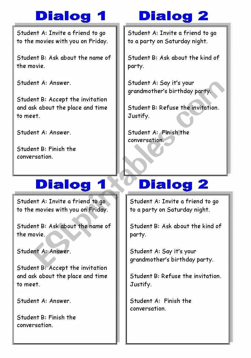 Finish the dialogue. Dialogue accepting and refusing Invitations. Making Invitations. Making Invitations accepting and refusing. Dialogue Worksheets.